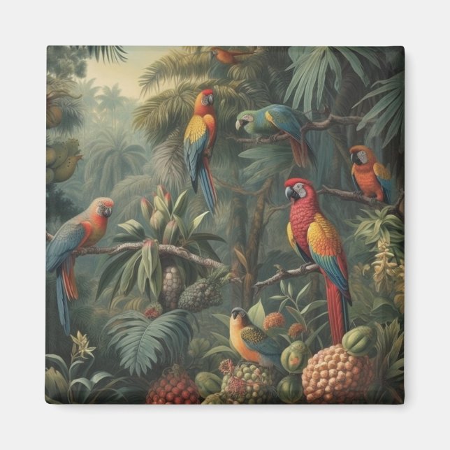 Botanische Papageienlandschaft und Ananas Magnet (Vorne)