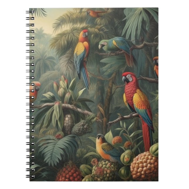 Botanische Papageienlandschaft und Ananas Notizblock (Vorderseite)
