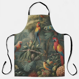Botanische Papageienlandschaft und Ananas Schürze