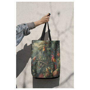 Botanische Papageienlandschaft und Ananas Tasche