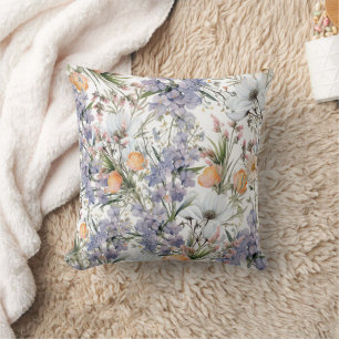 Botanische Pastellfarben Wildblume Blütensommer Kissen
