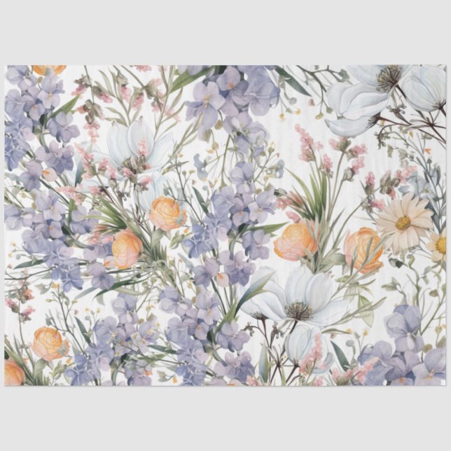 Botanische Pastellfarben Wildblume Blütensommer Seidenpapier (Vorderseite)