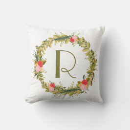 Botanische Peonys Blumenkraut-Monogramm Kissen