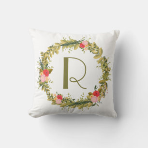 Botanische Peonys Blumenkraut-Monogramm Kissen