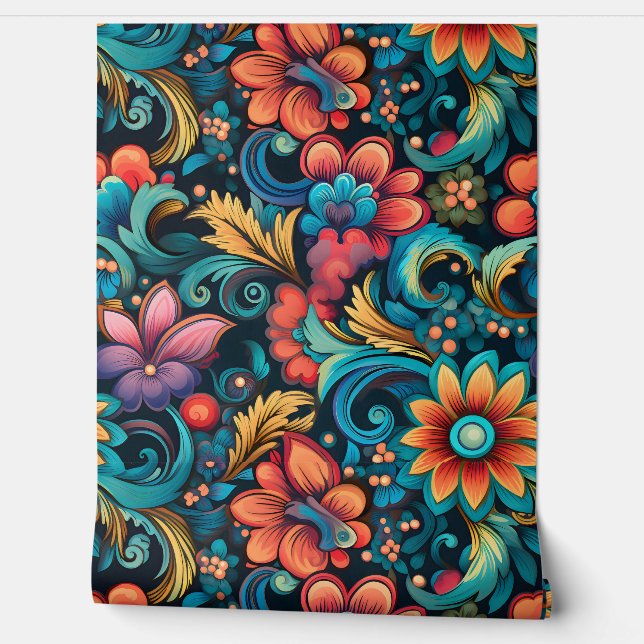 Botanische Petalpsychedelie Tapete (Abrollen)