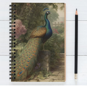 Botanische Pfauenlandschaft in einem englischen Ga Notizblock
