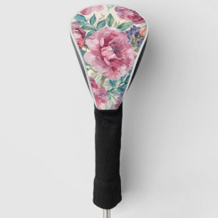 Botanische Pfingstrose Wasserfarbe Lavendelblüten  Golf Headcover