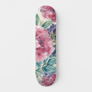 Botanische Pfingstrose Wasserfarbe Lavendelblüten  Skateboard