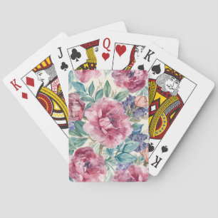 Botanische Pfingstrose Wasserfarbe Lavendelblüten Spielkarten