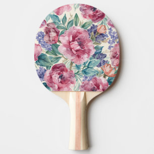Botanische Pfingstrose Wasserfarbe Lavendelblüten Tischtennis Schläger
