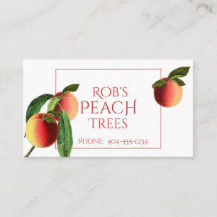 Botanische Pfirsiche auf der White Business Card Visitenkarte