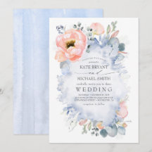 Botanische Pfirsichställe Blume Dusty Blue Wedding