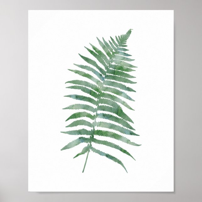 Botanische Pflanze Fern Leaf Grünes Wasser Poster (Vorne)