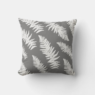Botanische Pflanze Fern White Kissen
