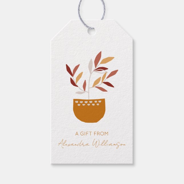 Botanische Pflanze im Herbst Personalisierter Name Geschenkanhänger (Vorderseite)