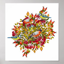 Botanische Pflanze- und Vogelillustrierungspalette