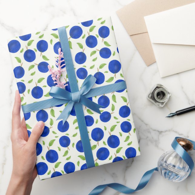 Botanische Pflaumen Kollektion Elfenbein Geschenkpapier (Schenken)