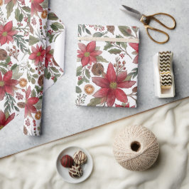 Botanische Poinsettia Rustikale Weihnachten Geschenkpapier