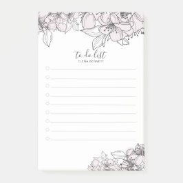 Botanische Post-It-Notes mit Hand-Drawn-Blume Post-it Klebezettel