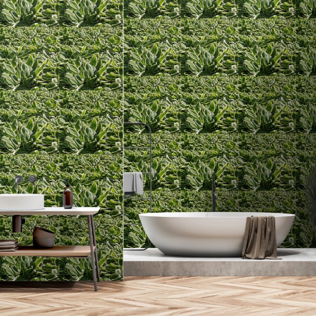 Botanische Print-Herberge Pflanze Blätter Grüne Tapete (Badezimmer)