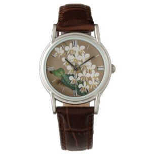 Botanische Printmedien in Weiß Orchideen, Tan Hin Armbanduhr
