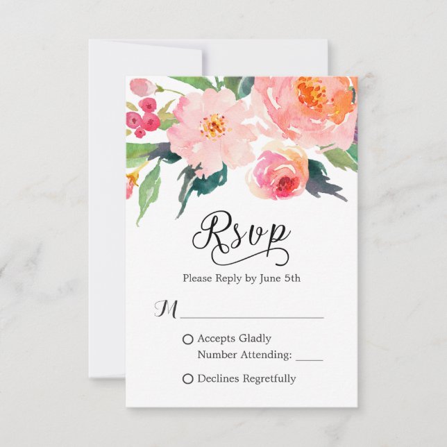Botanische Reaktion der Watercolor-UAWG RSVP Karte (Vorderseite)