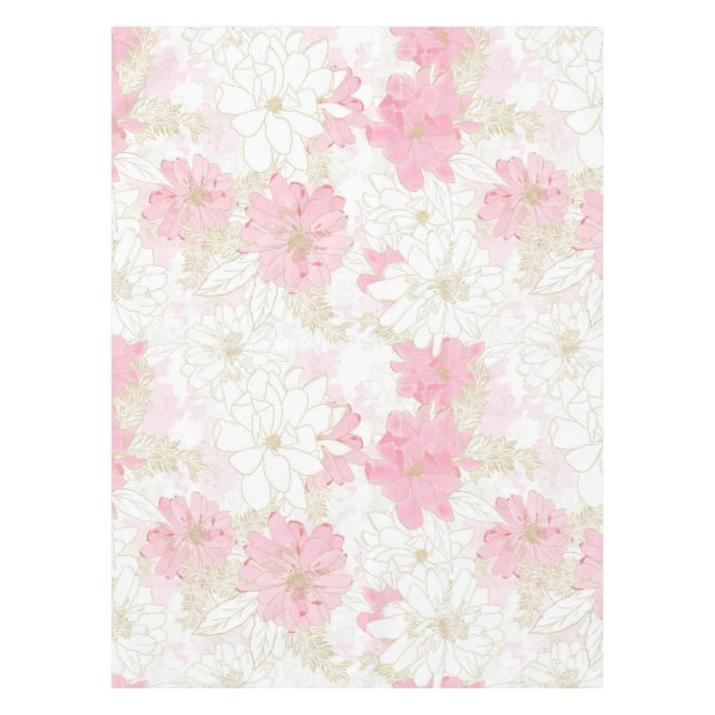 Botanische Rosa-Blume Tischdecke (Vorderseite)
