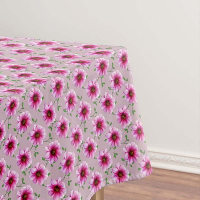 Botanische rosa Dahlie-Blume auf irgendeiner Farbe Tischdecke (Beispiel)