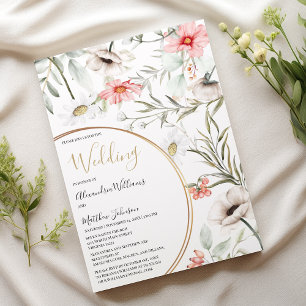 Botanische Rosa-Minze, goldene, blumenreiche Hochz Einladung
