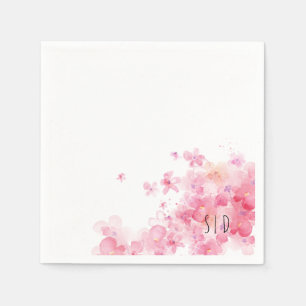 Botanische rosa-orange Aquarellblume Serviette