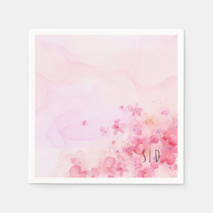Botanische rosa-orange Aquarellblume Serviette