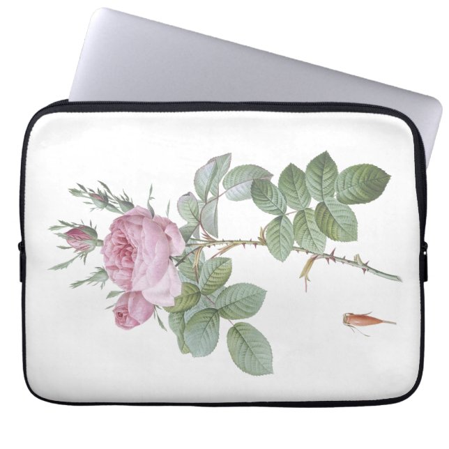 Botanische Rosa und Grasshopper Laptop-Sieb Laptopschutzhülle (Vorderseite)