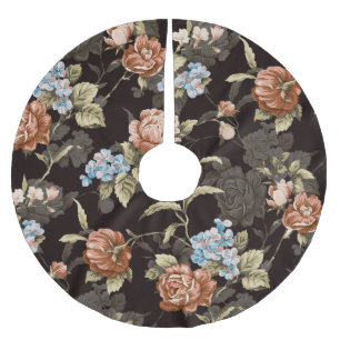 Botanische Rose: abstraktes Blumenmuster. Polyester Weihnachtsbaumdecke