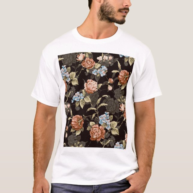 Botanische Rose: abstraktes Blumenmuster. T-Shirt (Vorderseite)