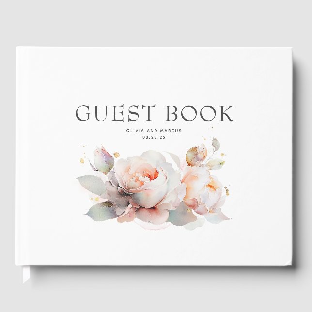 Botanische Rose Blume Boho Wedding Gästebuch (Vorderseite)