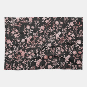 Botanische Rose Gold Blume Muster Geschirrtuch