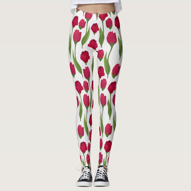 Botanische Rose in hübsch rosa Rosa Leggings (Vorderseite)