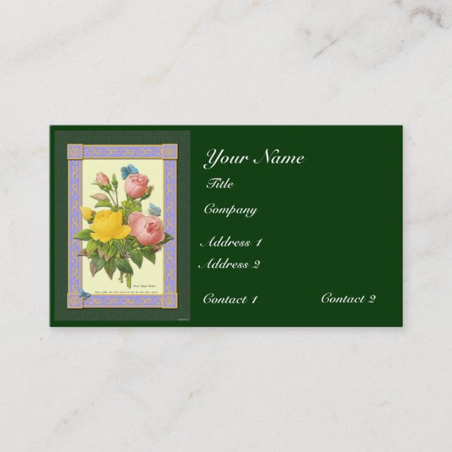 Botanische Rose Kundenspezifische Visitenkarten Visitenkarte (Vorderseite)