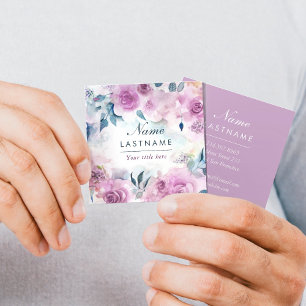 Botanische Rose lila Wasserfarbe Quadratische Visitenkarte