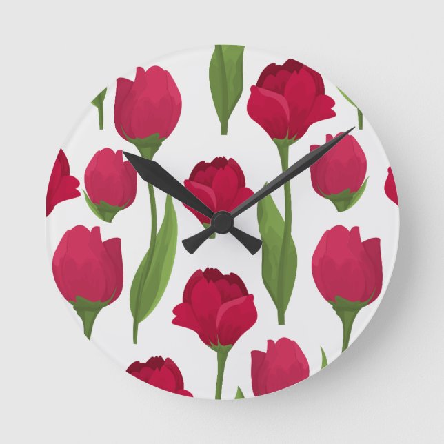 Botanische Rose mit hübschem Rot und Rosa Runde Wanduhr (Vorderseite)
