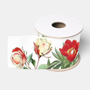 Botanische Rosen-Pfingstrosen-Blumen-Blumenband Ripsband