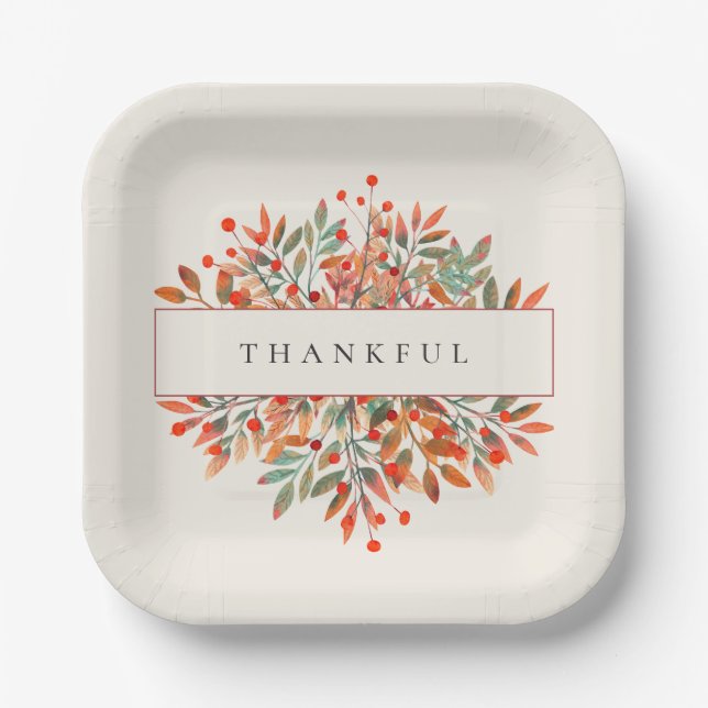 Botanische Rote Berries & Blätter Elfenbeinküste i Pappteller (Vorderseite)