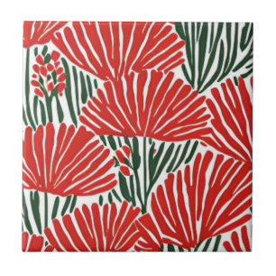 Botanische Rote Blume Fliese