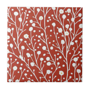 Botanische Rote Blume Fliese