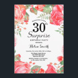 Botanische Rote Flora Überraschung 30. Geburtstag Einladung<br><div class="desc">Botanische Rote Flora Überraschung 30. Geburtstag Einladung. Blumenrosa-Erbsen Geburtstag Einladung für Frauen. Aquarell Floral Blume. Elegante Blume aus Rosa und Peony. Erwachsener Geburtstag. Weißer HintergrundSchwarz und Weiß. 13. 15. 16. 18. 20. 21. 30. 40. 50. 60. 70. 80. 90. 100. jedes Alter. Für weitere Anpassungen klicken Sie bitte auf die...</div>