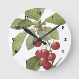 Botanische Rote Kirschen Runde Wanduhr