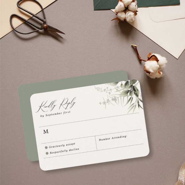 Botanische RSVP-Karte für einfache Grünflächen RSVP Karte (Von Creator hochgeladen)