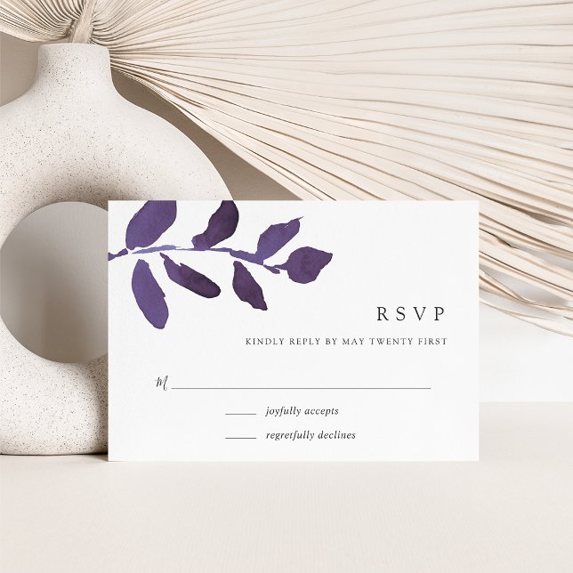 Botanische RSVP-Karte | Violett RSVP Karte (Von Creator hochgeladen)