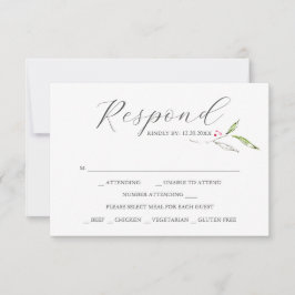 Botanische RSVP-Karten mit roter Auswahl RSVP Karte