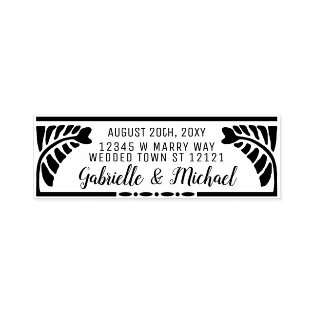 Botanische Rücksendeadresse Hochzeit Name + Datum Permastempel (Design)